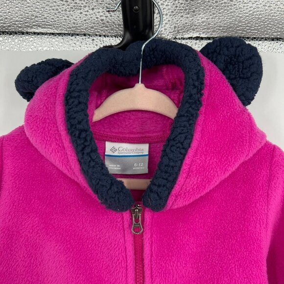 Columbia Polar Fleece Snowsuit bear ears baby girl 6 to 12 months - Picture 2 of 11
